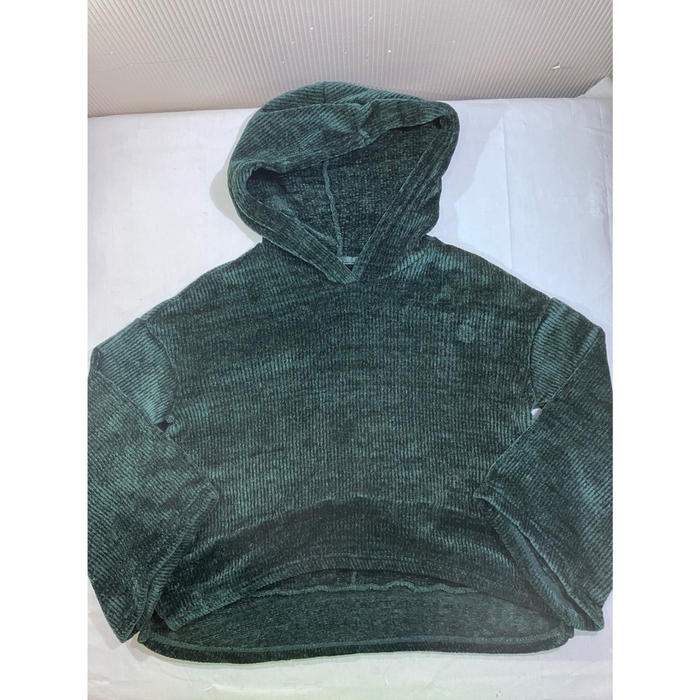 Gilligan & O'Malley Dark Green Chenille Ribbed Hoodie Sleepwear XS RN17730